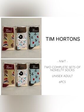 TIM HORTONS - O/S ADULT - NWT - 6PCS - LIMITED EDITION COLLECTIBLE TIMS SOCKS